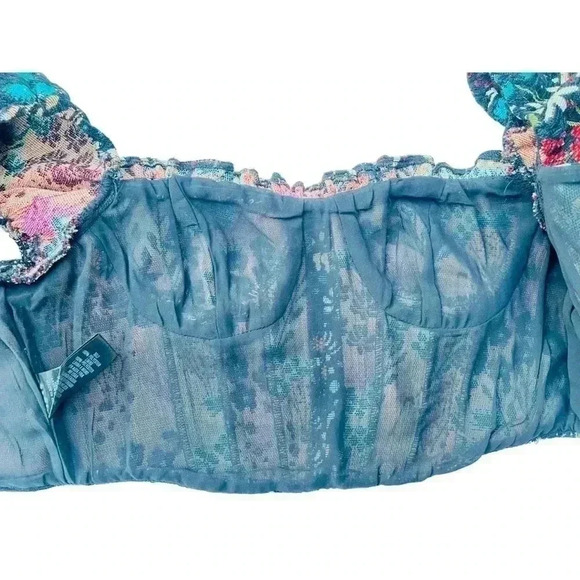 Storia Women’s Beautiful Puffy Sleeve Crop Top•Size Large•Multi Colors• - Picture 7 of 7